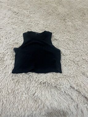 Brandy Melville Black Ribbed Sleeveless Crop Tank